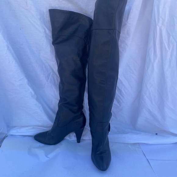 GUESS Black Genuine Leather Over The Knee Heeled Boots size 8.5 - Picture 13 of 16